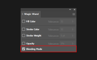 Setting up Illustrator's Magic Wand. Blending Mode option.