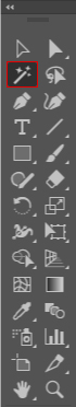 Adobe Illustrator software side toolbar. Magic Wand indication or (Magic Wand).