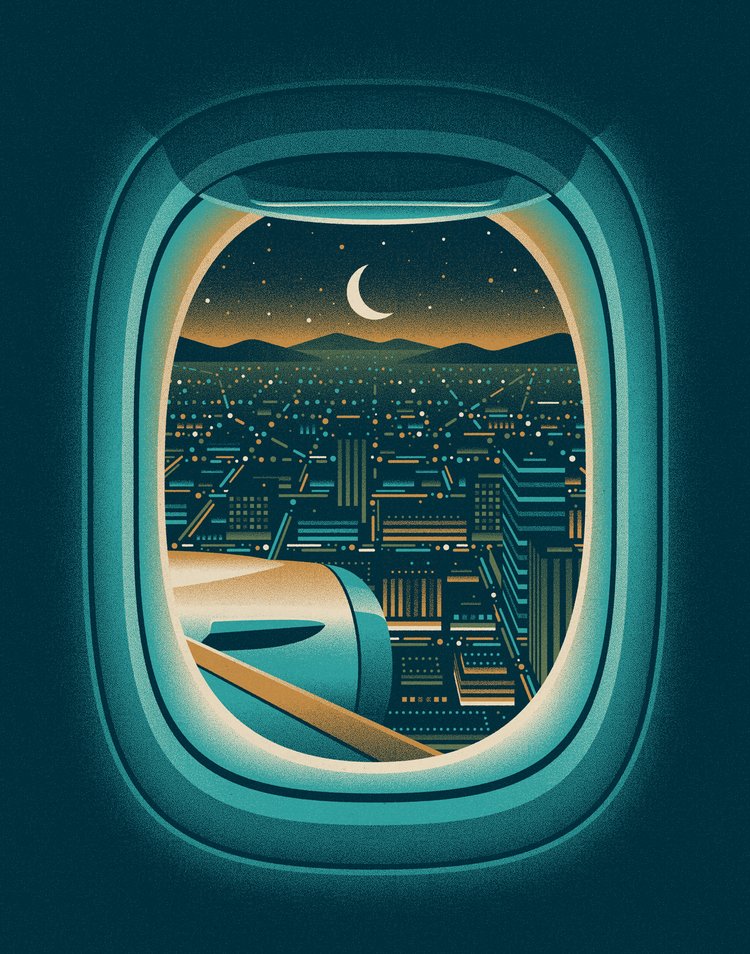Vector drawing with texture of an airplane window