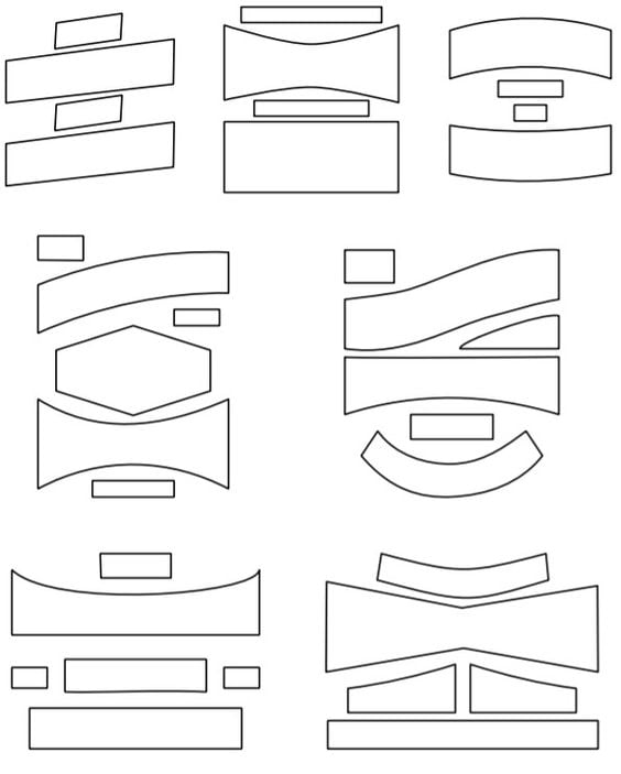 Vários exemplos de grid para composições de lettering 