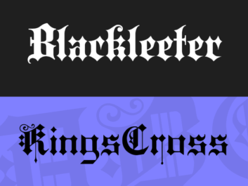 Capa do artigo 16 melhores fontes estilo medieval para baixar grátis composta com as fontes Blackletter e KingsCross