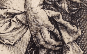 Capa do artigo desenho de hachuras. Detalhes de desenho de Albrecht Dürer.