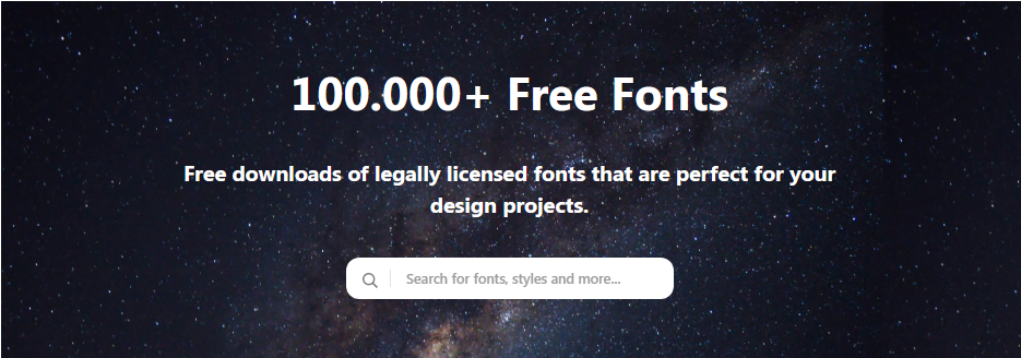 Sites para baixar fontes. Print screen do site Font Space, mostrando tela inicial.