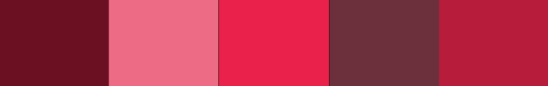 Paleta de cor monocromática com cores em vermelho.