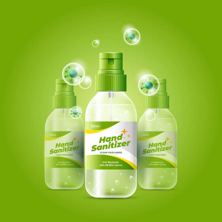 Anúncio de produto de limpeza com paleta de cor verde.