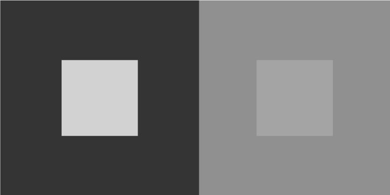 Cores em preto e branco mostrando o contraste entre elas na escala cinza.