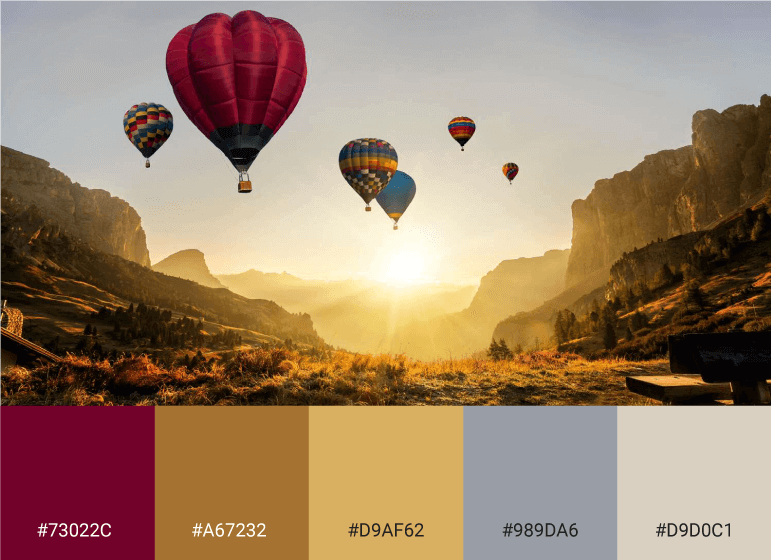 Paleta de cores caracterizada por tons sutis e neutros.