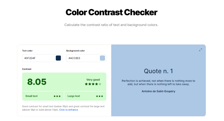 Print do site Adobe Color mostrando a checagem de contraste entre cores.