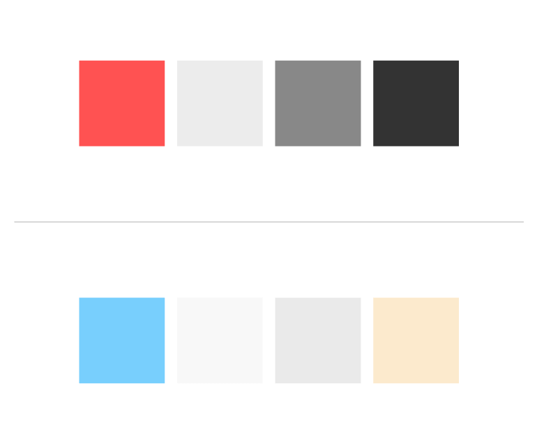 Exemplo de paletas de cores com cor de acento.