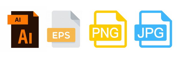Ícones dos arquivos de programas adobe illustrator, EPS, PNG e JPG